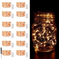 12 Pack Orange Fairy Lights Battery Operated 7Ft 20Led Valentines Day Lights Battery Operated Waterproof Silver Wire For Diy Be