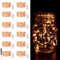 12 Pack Orange Fairy Lights Battery Operated 7Ft 20Led Valentines Day Lights Battery Operated Waterproof Silver Wire For Diy Be