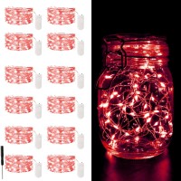 Camantu 12 Pack Led Fairy Lights Battery Operated 7Ft 20Led Valentines Day Lights Battery Operated Waterproof Silver Wire For D