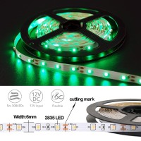 Hauty Green Waterproof Led Strip Light 16Ft/5M Smd 2835 300 Leds 12V Flexible Cuttable Led Tape (No 12V Power Plug/Adapter)