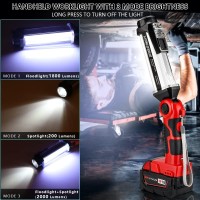 Cordless Led Work Light For Milwaukee 18V M18 Liion Battery Hiesuan 35W 2000Lm Outdoor Flashlight Portable Camping Lanterns Wi