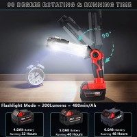 Cordless Led Work Light For Milwaukee 18V M18 Liion Battery Hiesuan 35W 2000Lm Outdoor Flashlight Portable Camping Lanterns Wi