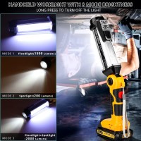 For Dewalt Flashlight 20V For Dewalt Light 35W 2000Lm Portable Light With 3 Modes Lighting Usba Charging Port Hook For Car