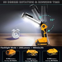 For Dewalt Flashlight 20V For Dewalt Light 35W 2000Lm Portable Light With 3 Modes Lighting Usba Charging Port Hook For Car