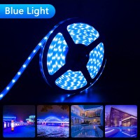 Solar Led Strip Lights Outdoor, 16.4Ft 280Leds, Solar Powered Blue Light Led Strip With 8 Lighting Modes Ip67 Waterproof 2835 Smd Rope Lights For Garden Trees Christmas Party Decor