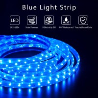 Solar Led Strip Lights Outdoor, 16.4Ft 280Leds, Solar Powered Blue Light Led Strip With 8 Lighting Modes Ip67 Waterproof 2835 Smd Rope Lights For Garden Trees Christmas Party Decor