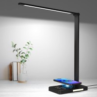 Led Desk Lamp With 10W Fast Wireless Charger, Dimmable Eye Caring Reading Desk Lamps For Office Home, Desk Light With 5 Lighting & 10 Brightness, Touch Control Table Lamp Dorm For Study Gifts Beyondop