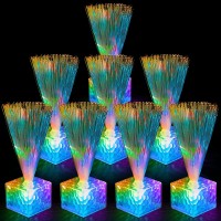 Amylove 16 Pieces Mini Fiber Optic Lamps Bulk 55 Inch Small Led Light Up Centerpieces For Table Decorations With Crystal Base B