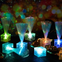 Amylove 16 Pieces Mini Fiber Optic Lamps Bulk 55 Inch Small Led Light Up Centerpieces For Table Decorations With Crystal Base B