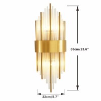 Bokt Gold Crystal Wall Lamp Luxury Crystal Wall Sconce Brushed Brass Wall Light 2 Pack Bedroom Vanity Mirror Light Crystal Rod Wall Light For Hallway Stairway Living Room