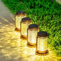 Outdoor Garden Decor 4 Pack Solar Lantern Waterproof Warmwhite Mason Jar Hanging Lights Porch Decorative For Garden Yard Patio