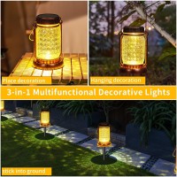 Outdoor Garden Decor 4 Pack Solar Lantern Waterproof Warmwhite Mason Jar Hanging Lights Porch Decorative For Garden Yard Patio