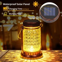 Outdoor Garden Decor 4 Pack Solar Lantern Waterproof Warmwhite Mason Jar Hanging Lights Porch Decorative For Garden Yard Patio