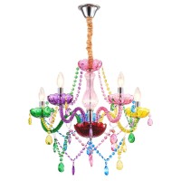 5 Light Colorful Crystal Light Fixture K9 Crystal Ceiling Chandelier, Bedroom Colorful Crystal Chandelier, Contemporary Multicolor Pendant Ceiling Lighting For Kids Girls Room,Living Room, Of Crystop