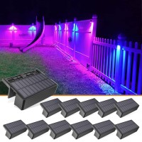 Volisun Solar Lights For Fence 12Pack 1800Mah Outdoor Solar Fence Lights Waterproof Led Color Glow Solar Lights For Step Fence