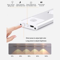 Under Closet Light Led Human Body Sensor Lamp Rechargeable Lamp Cabinet Cabinet Lamp Bar Space Silver (Trichromatic Dimming) 60Cm Space Silver (Trichromatic Dimming)