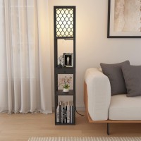 Jehiatek Floor Lamp With Shelves, E27 Led Bulb Tall Standing Light With Remote, Modern Reading Lamp With A Drawer Storage, For Bedroom, Living Room, Office, 63