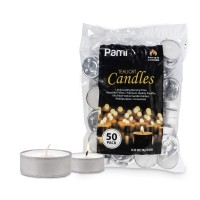 Pami Premium Long-Lasting Tealight Candles 50-Piece Bag] - Unscented Tea Candles With 25 Hours Burning Time- Paraffin Tealights With Beautiful Flame- Round Candles Perfect For Votive Candle Holders