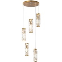 Lmqnine Pendant Light Gold Modern Pendant Light Fixtures Mini Crystal Chandeliers Adjustable 5Light Pendant Lighting For Kit