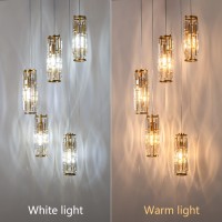 Lmqnine Pendant Light Gold Modern Pendant Light Fixtures Mini Crystal Chandeliers Adjustable 5Light Pendant Lighting For Kit