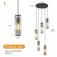 Lmqnine Pendant Light Black Modern Pendant Light Fixtures Mini Crystal Chandeliers Adjustable 5Light Pendant Lighting For Ki