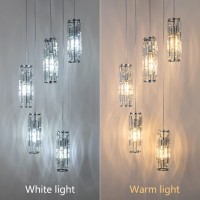 Lmqnine Pendant Light Chrome Modern Pendant Light Fixtures Mini Crystal Chandeliers Adjustable 5Light Pendant Lighting For K