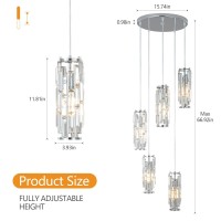 Lmqnine Pendant Light Chrome Modern Pendant Light Fixtures Mini Crystal Chandeliers Adjustable 5Light Pendant Lighting For K