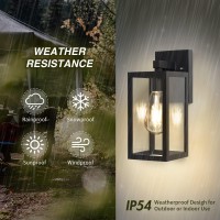 Huadeec Outdoor Wall Lantern Exterior Waterproof Wall Sconce Light Fixture With E26 Base Socket Antirust Matte Black Finish And