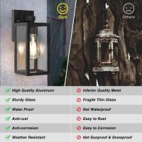 Huadeec Outdoor Wall Lantern Exterior Waterproof Wall Sconce Light Fixture With E26 Base Socket Antirust Matte Black Finish And