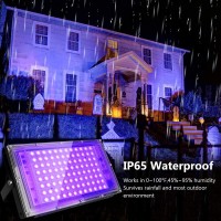 Indmird 2 Pack 100W Uv Black Light Black Lights For Glow Party Ip65 Waterproof Black Light For Black Light Party Stage Light