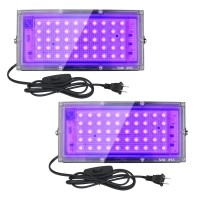 Indmird 2 Pack 50W Black Lights Blacklight Flood Light With Plug And Switchfor Glow Party Halloween Fluorescent Poster Body