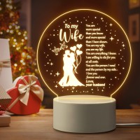 Wife Gifts From Husband, Wife Birthday Gifts Night Light, Wife Birthday Anniversary Wedding Valentines Romantic Gifts Presents For Wife Her, Led Bedside Lamp Unique Wife Gift Idea For Any Occasion