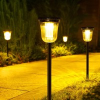 Jsot 4 Pack Bright Solar Path Lights Outdoor, Ip65 Waterproof Solar Lights For Outside Landscape Walkway Driveway Sidewalk Path Garden With 2 Modes