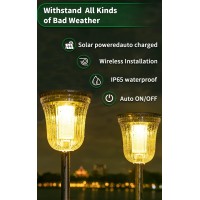 Jsot 4 Pack Bright Solar Path Lights Outdoor, Ip65 Waterproof Solar Lights For Outside Landscape Walkway Driveway Sidewalk Path Garden With 2 Modes