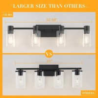 Esfos 4Light Modern Vanity Light Fixtures Over Mirror Matte Black Bathroom Light Fixtures Vanity Lights Wall Sconce With Cle