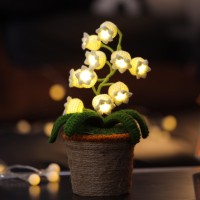 Lily Of Valley Lamp, Crochet Artificial Flowers With Night Lights Fake Lily Of Valley Included Pots - For Gift, Birthday, Ideas For Valentine'S Day Mother'S Day, Desk Home Decorations (L, Warm Lamp)