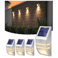 Roopure Solar Fence Lights Outdoor Waterproof Solar Powered Deck Lights Stainless Steel Solar Motion Lights Security Wall Moun