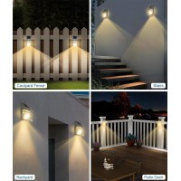 Roopure Solar Fence Lights Outdoor Waterproof Solar Powered Deck Lights Stainless Steel Solar Motion Lights Security Wall Moun