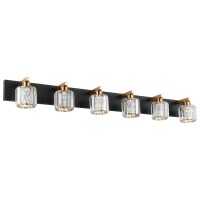 Aipsun Bathroom Light Fixtures Crystal Vanity Light Black And Gold 6 Lights Vanity Lighting Fixtures (Exclude Bulb)