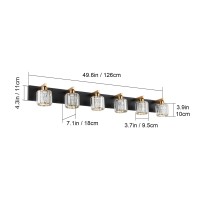 Aipsun Bathroom Light Fixtures Crystal Vanity Light Black And Gold 6 Lights Vanity Lighting Fixtures (Exclude Bulb)