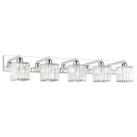 Aipsun Bathroom Light Fixtures Modern Vanity Light For Bathroom Crystal Chrome Bathroom Vanity Light 5 Light (Exclude Bulb)