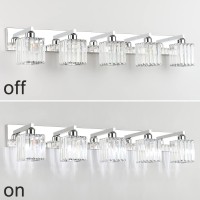 Aipsun Bathroom Light Fixtures Modern Vanity Light For Bathroom Crystal Chrome Bathroom Vanity Light 5 Light (Exclude Bulb)