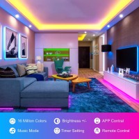 Zyzykeji 32.8Ft Led Lights For Bedroom, 5050 Rgb Led Strip Lights Music Sync Color Changing, Led Light Strip With Remote And App Control Led Strips, Led Lights For Room Home Tv Party Decoration