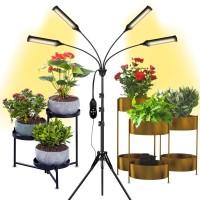 Aukphie Plant Light For Indoor Plants, Full Spectrum Led Grow Lights With Stand, Auto On/Off Timing 3/6/9/12/15/18H, Grow Lights For Seed Starting With 360 Leds.(4 Light Heads)