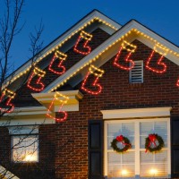 Christmas String Lights Stocking Lights With 6 Drops - 7.5Ft 180 Bulbs Stocking Icicle Lights With 8 Clips, Plug-In Connectable Hanging Lights For Rooftop Eaves Christmas Home Indoor Outdoor Decor