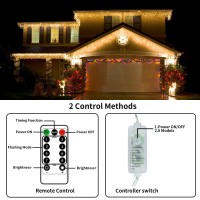 Binbinled Christmas Lights Outdoor, 48Ft 480 Led Icicle String Lights New Upgraded With 96 Drops, 8 Modes Remote Dimmable Waterproof Icicle Lights For Holiday Christmas Decorations (Unconnectable)