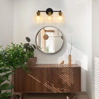 Yenlacy Bathroom Light Fixtures Black And Gold 3 Light Bathroom Vanity Light Bathroom Lights Over Mirror With Globe Glass Shad