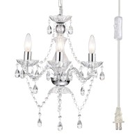 Antique House Plug In Chandelier Lighting Crystal Chandelier 3-Light Chrome Chandeliers For Bedrooms