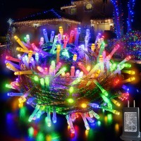 Colorful String Lights Outdoor Christmas Decoration, 66Ft 200 Led Christmas Lights Plug In, Indoor Connectable 8 Modes Clear Wire Twinkle Fairy String Lights For Xmas Tree Bedroom Holiday Party