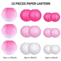 Paper Lanterns Decorative, Party Supplies For Wedding Easter Baby Showers Pink Birthday Party Decorations Pink/White 15Pcs